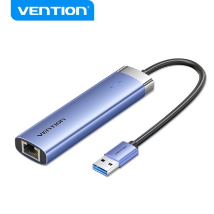 Hub USB 3.0 Vention 5 in 1 - Trasferimento 5 Gbps - Porta Gigabit Ethernet - Ampia compatibilità - Controllo termico efficiente - Blu