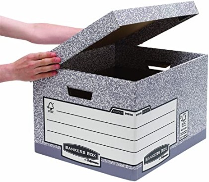 Fellowes Contenitore per carpette Bankers - Assemblaggio automatico Fastfold - Cartone riciclato certificato FSC - Colore grigio