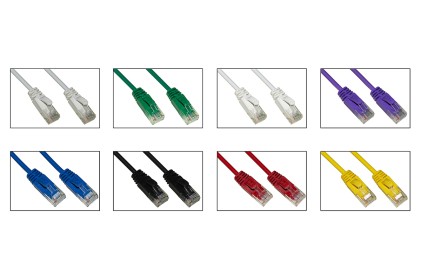 Confezione 8 Cavi Rete Categoria 6 Slim Non Schermato Utp Colori Diversi Grigio Blu Nero Rosso Verde Viola Bianco Giallo Halogenfree Mt 5