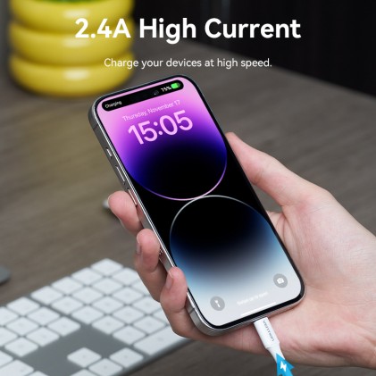 Cavo USB 2.0 tipo A maschio a Lightning maschio 2,4 A 1 M bianco