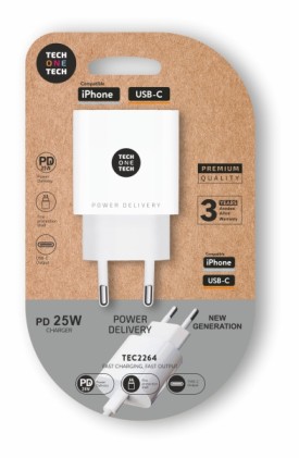 Caricabatterie da muro TechOneTech USB-C PD 3.0 25W - Ultra veloce