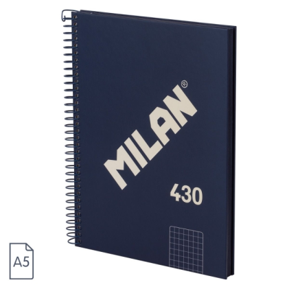 Quaderno a spirale Milan Series 1918 formato A5 griglia 5x5mm - 80 fogli da 95 g/m2 - Microperforato, 2 fori - Colore blu