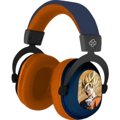 Cuffie da gioco FR-TEC Dragon Ball Tri-Mode con microfono integrato - Bluetooth, USB 2.4Ghz e Jack 3.5 - Archetto regolabile - Cuscinetti auricolari imbottiti - Illuminazione LED RGB - Blu/Arancione