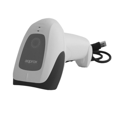 Lettore di codici a barre USB 1D circa con supporto - Indicatore LED, cicalino - Velocità 300 volte al secondo - Colore bianco