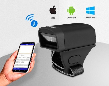 AVPos AVP-BT02-2D lettore di codici a barre Lettore di codici a barre indossabile 1D/2D CCD/CMOS Nero