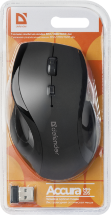 Mouse ottico senza fili Defender Accura MM-295 Nero,6D, 800-1600 dpi