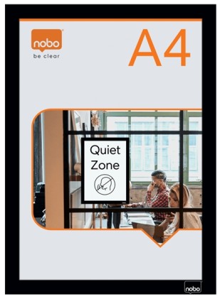 Nobo Confezione da 2 Cornici Magnetiche Autoadesive in Formato A4 - Posizionamento Verticale o Orizzontale - Cornice Nera