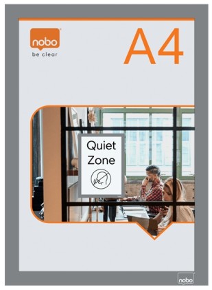 Nobo Confezione da 2 Cornici Magnetiche Autoadesive in Formato A4 - Espositore Verticale o Orizzontale - Cornice Argento