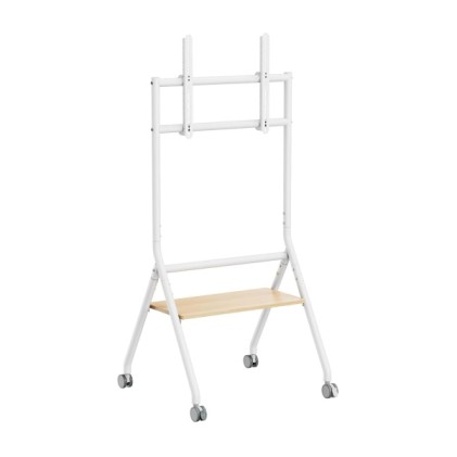 Aisens ECO Supporto da pavimento con ruota - 1 vassoio per schermo interattivo/TV 80 kg 37-86 - Colore bianco/legno