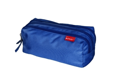 Astuccio Enri con 3 scomparti - Chiusure con cerniera - Realizzato in poliestere - Blu