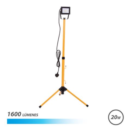 Faretto LED Elbat con treppiede 20W - 1600 lumen - Luce fredda 6500K - Cavo 3m - IP65 per uso esterno