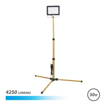 Faretto LED Elbat con treppiede 50W - 4250 lumen - Luce fredda 6500K - Cavo 3m - IP65 per uso esterno