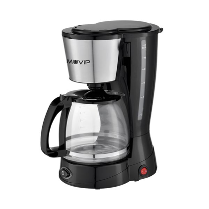 Macchina per caffè americano Muvip - Elettrica - 800W - Funzione antigoccia - Filtro pieghevole permanente - Indicatore del livello dell'acqua - Contenitore trasparente - Capacità per 12 tazze