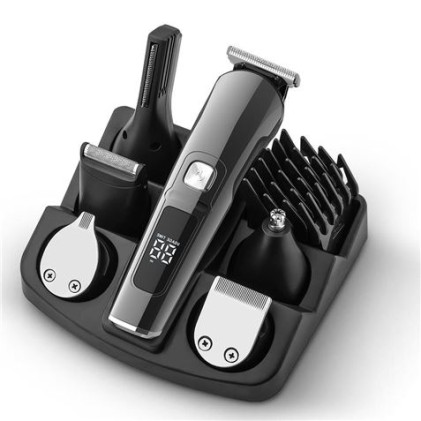 Tagliacapelli ricaricabile XO CF30 - 4 testine per diverse zone - 10 accessori - 2 velocità - Display - Nero