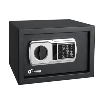 Cassaforte elettronica Cromad - Alta sicurezza - Da 3 a 8 cifre - Cerniere nascoste - Chiave di emergenza inclusa - 200x310x200 mm