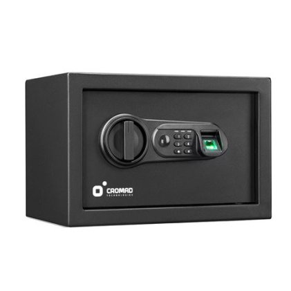 Cassaforte elettronica Cromad - Alta sicurezza - Da 4 a 8 cifre - Impronta digitale - Cerniere nascoste - Chiave di emergenza inclusa - 200x310x200 mm