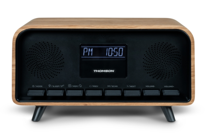 Altoparlante Bluetooth retrò Thomson RT850BT - Radiosveglia - Potenza musicale 30 W - Legno/Nero