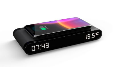 Sveglia Thomson CT550I 15W - Caricabatterie a induzione - USB e temperatura - Nero