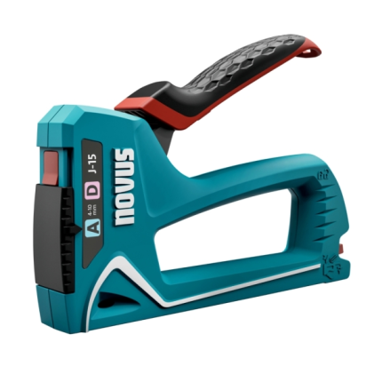 Chiodatrice/Pinzatrice Novus J15 - Per punti da 4 a 10 mm - Cambio punti tramite meccanismo di spostamento - Blocco maniglia - Indicatore quantità punti rimanenti