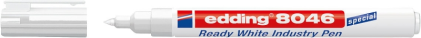 Edding 8046 Marcatore permanente industriale - Punta tonda 1-3 mm - Inchiostro opaco - Resistente all'usura, allo sfregamento e alla luce - Bianco