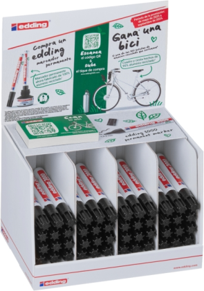 Espositore Edding 3000 con 48 pennarelli permanenti - Punta rotonda da 1,5 mm - Tratto tra 1,5 e 3 mm - Ricaricabili - Asciugatura rapida - Nero