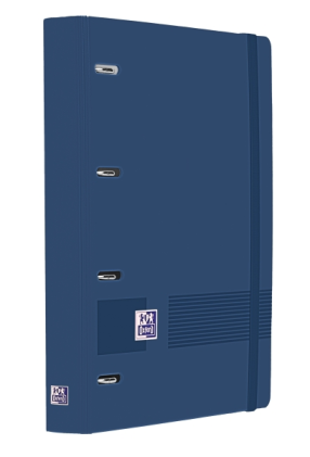 Cartella Oxford Europeanbinder Live & Go A4+ con 100 fogli di ricambio, griglia 5x5 mm, copertina in plastica Polyfoam, chiusura elastica, blu navy