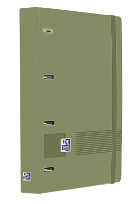 Cartella Oxford Europeanbinder Live & Go A4+ con 100 fogli di ricambio, griglia 5x5 mm, copertina in plastica Polyfoam, chiusura elastica, verde safari
