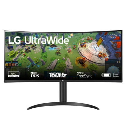Monitor LG Ultrawide 34" LED curvo UWQHD 160Hz HDR FreeSync Premium - Altezza regolabile e inclinazione - Tempo di risposta 1 ms - Angolo di visione 178&ordm; - 21:9 - HDMI, DisplayPort - Montaggio VESA