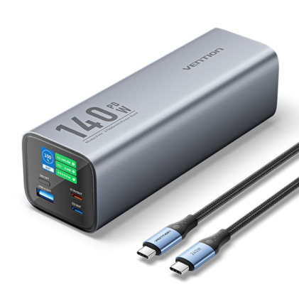 Vention Powerbank Batteria 27000mAh 140W USB (USB-C+C+A+A) - Schermo LED - Colore Grigio