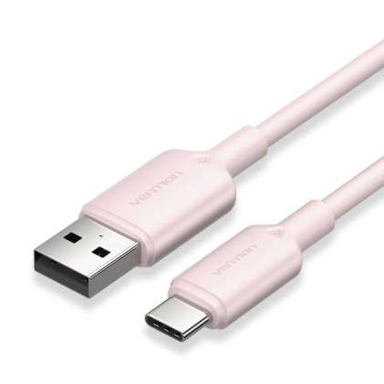 Cavo Vention USB-C a USB-A 3A 60W - 2m - Intrecciato - Rosa
