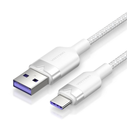 Cavo Vention USB-C 2.0 a USB-A 6A 100W - 2m - Intrecciato - Bianco