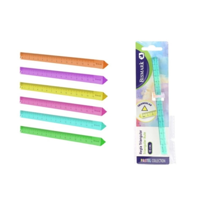 Righello triangolare Bismark da 15 cm - Realizzato in polistirolo - Ideale per la scuola - Colori pastello assortiti