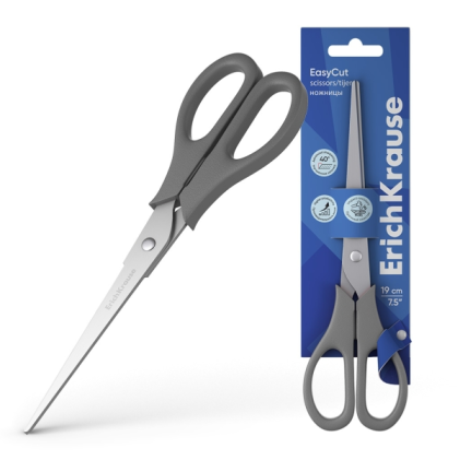 Forbici ErichKrause EasyCut in acciaio inossidabile da 19 cm - Doppia affilatura avanzata - Colori assortiti casuali