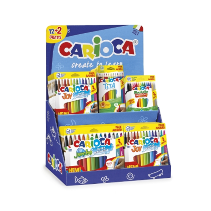 Espositore Carioca 12+2 Include 18 sacchetti di carta Joy 12+2, 6 sacchetti di carta Jumbo 12+2, 12 Tita Box 12+2 e 12 sacchetti di carta Plastello 12+2