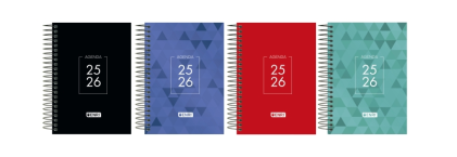 Agenda scolastica Enri Denty 25/26 giorni con spirale - Confezione da 8 - Copertina extra rigida - Angoli microperforati - Spazio per appunti - Colori assortiti