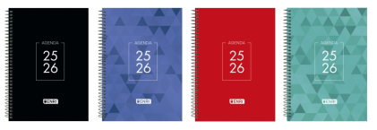 Agenda scolastica Enri Denty 25/26, spirale, visualizzazione settimanale, misura 4&deg;, copertina extra rigida, angoli microperforati, spazio per appunti, colori assortiti