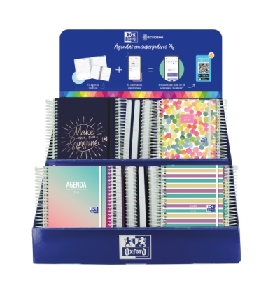 Oxford Impulse Display da 38 agende scolastiche 25/26 a spirale - Include agende con vista giornaliera e settimanale - Disegni assortiti