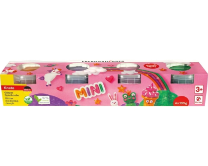 Eberhard Faber Mini Kids Pack con 4 vasetti da 100 g di pasta da modellare - Ingredienti naturali al 97% - Colori vivaci: arancione, viola, rosa e verde