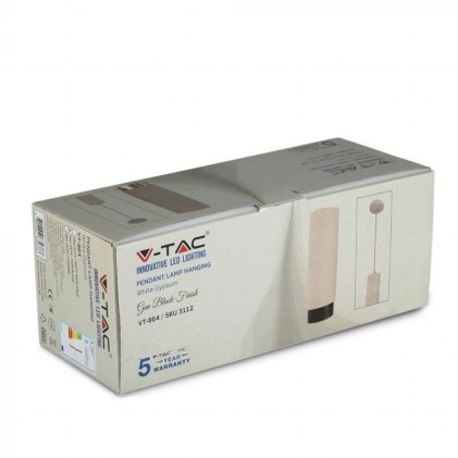 V-TAC Portafaretto LED a Sospensione GU10 Corpo in Gesso Bianco Base Metallica Nera