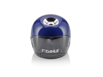 Temperamatite elettrico Dahle 250 - Per matite da 8 mm - Grande contenitore trasparente - Funziona con batterie AA - Blu