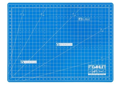 Tappetino da taglio Dahle 10690 formato A4, 22x30 cm - 5 strati con anima resistente al taglio - Linee guida - Blu