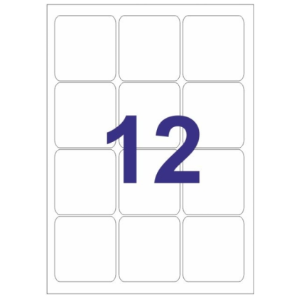 Confezione Multi3 da 1.200 etichette formato 63,5x72 mm - Adesivo permanente - Bordi smussati - Colore bianco