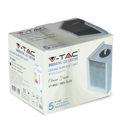V-TAC Portafaretto LED Montaggio a Plafone Quadrato GU10 Corpo in Gesso Base Cromata