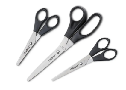 Dahle Home Confezione da 3 forbici in acciaio inossidabile da 13, 15 e 20 cm - Lame affilate - Manici in plastica ABS - Nero