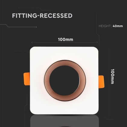 V-TAC Portafaretto LED da Incasso Quadrato GU10 e GU5.3 (MR16) Corpo in Gesso Bianco e Metallo Rosa Dorato