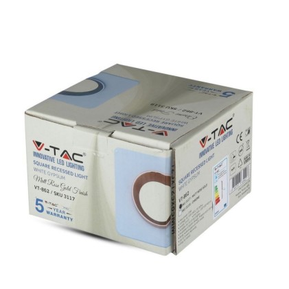 V-TAC Portafaretto LED da Incasso Quadrato GU10 e GU5.3 (MR16) Corpo in Gesso Bianco e Metallo Rosa Dorato