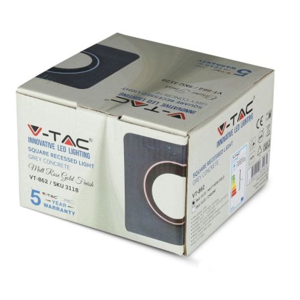 V-TAC Portafaretto LED da Incasso GU10 Corpo in Gesso Quadrato Colore Grigio con Finitura Oro Rosa