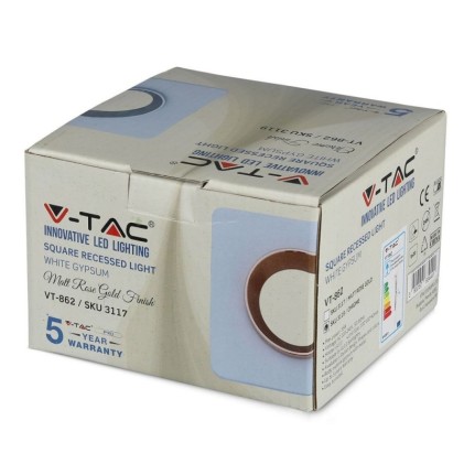 V-TAC Portafaretto LED da Incasso Quadrato GU10 e GU5.3 (MR16) Corpo in Gesso Bianco con e Metallo Cromato
