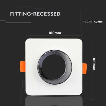 V-TAC Portafaretto LED da Incasso Quadrato GU10 e GU5.3 (MR16) Corpo in Gesso Bianco con e Metallo Cromato