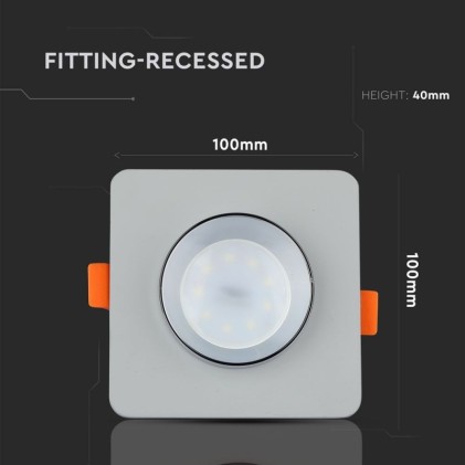 V-TAC Portafaretto LED da Incasso GU10 Corpo in Gesso Quadrato Colore Grigio con Finitura Cromata